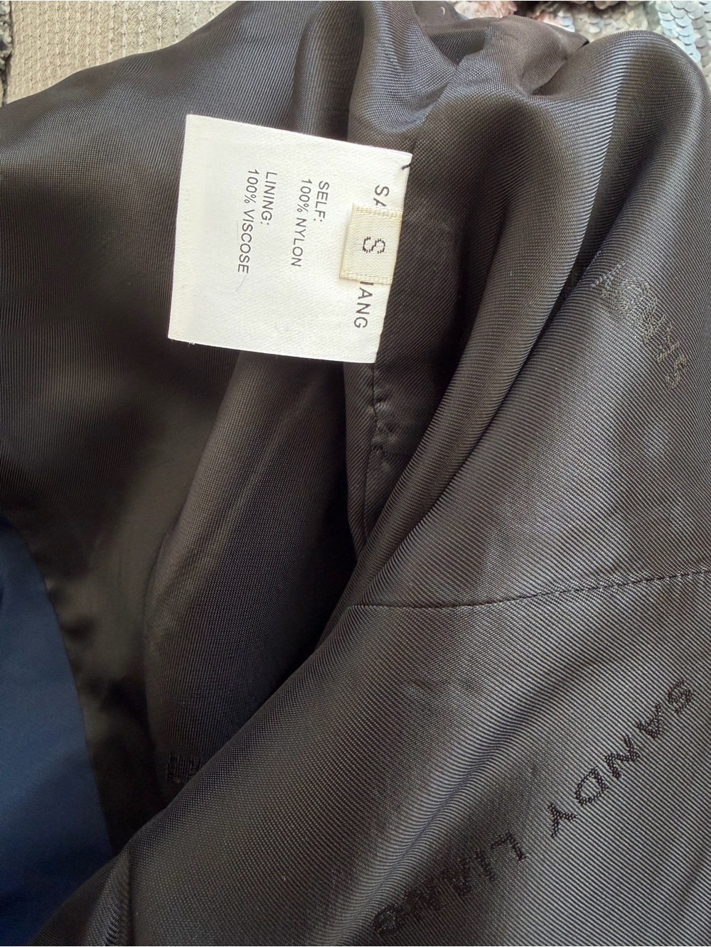 Sandy Liang Navy Rounded-Collar Cropped Jacket - Picture 6 of 6